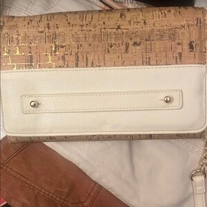 Anne Klein Convertible Bag Cork Design Faux Leather Crossbody Clutch